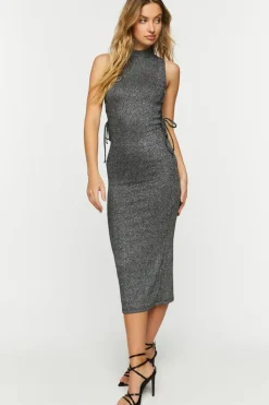 Glitter Knit Crisscross Midi Dress