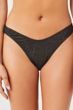 Glitter Knit High-Leg Bikini Bottoms