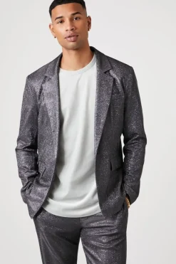 Glitter Knit Open-Front Blazer
