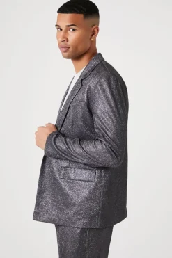 Glitter Knit Open-Front Blazer