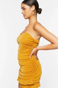 Glitter Knit Ruched Mini Dress