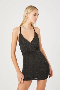 Glitter Knit Surplice Mini Dress