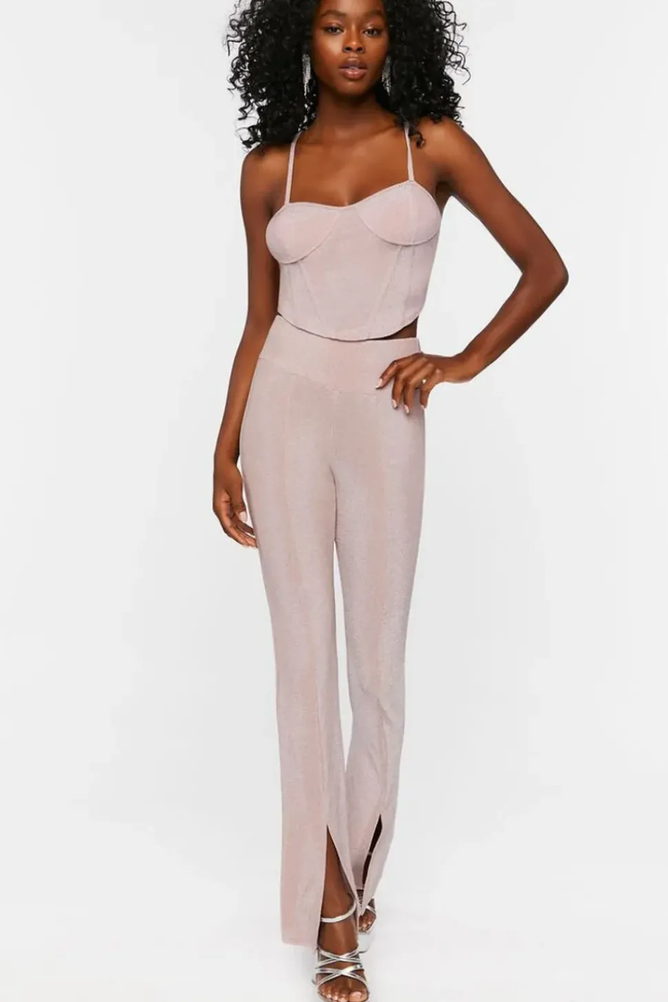 Glitter Split-Hem Pants