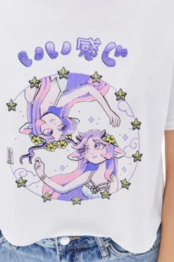 Good Vibes Graphic Raw-Cut Tee