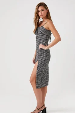 Grid Plaid Cami Midi Dress