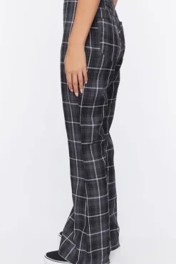 Grid Plaid Flare Pants