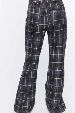 Grid Plaid Flare Pants