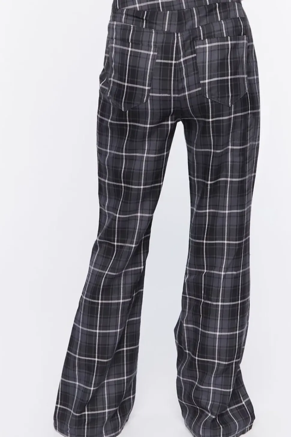 Grid Plaid Flare Pants