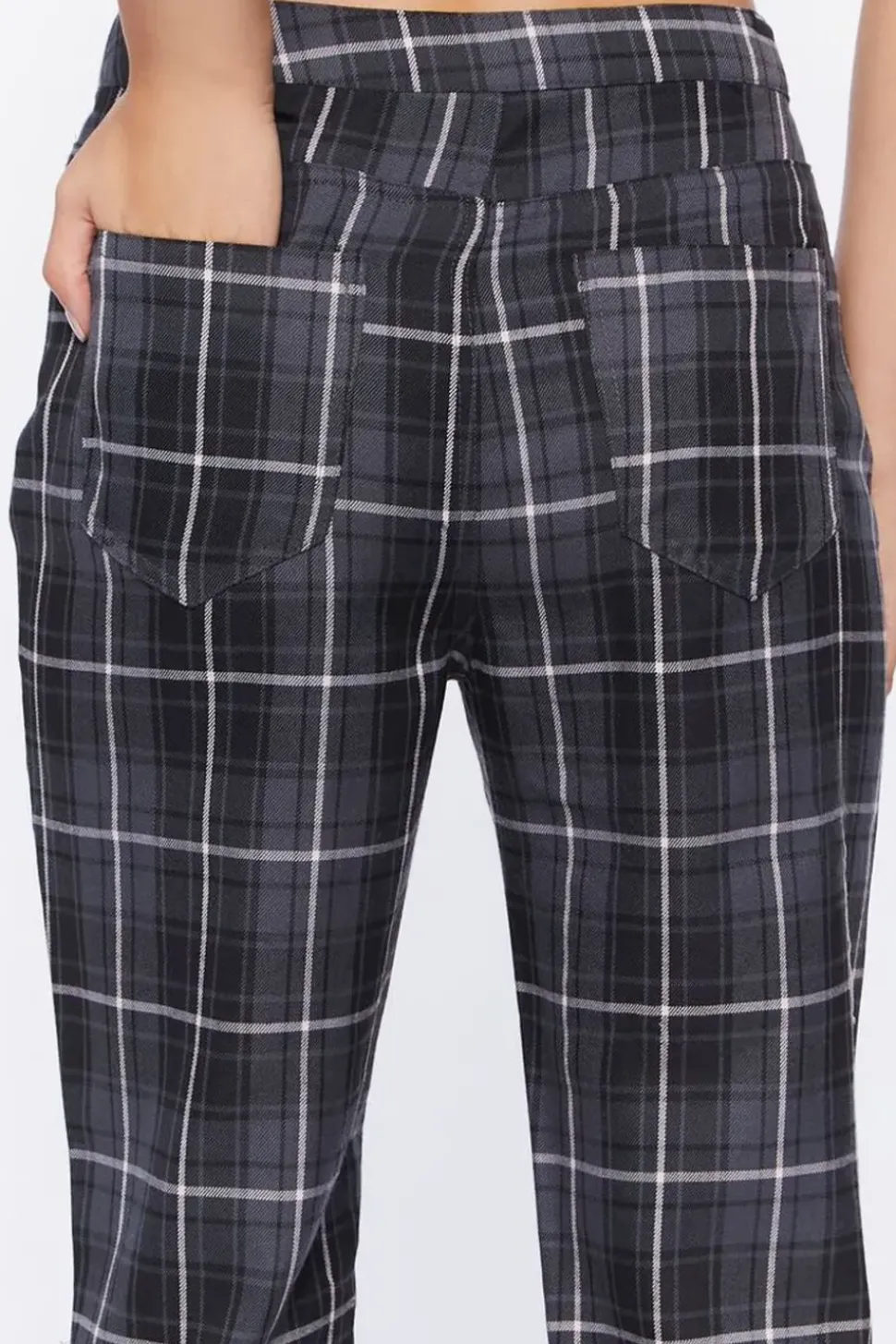 Grid Plaid Flare Pants