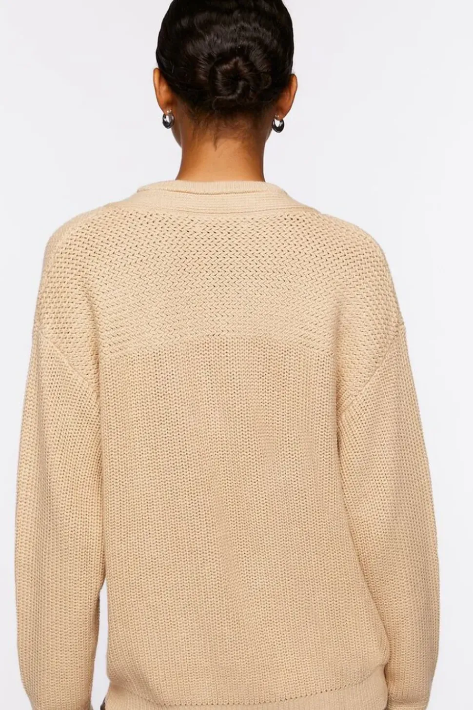 Half-Button Drop-Sleeve Sweater