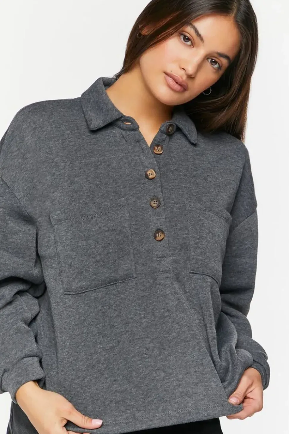 Half-Button Long-Sleeve Shirt