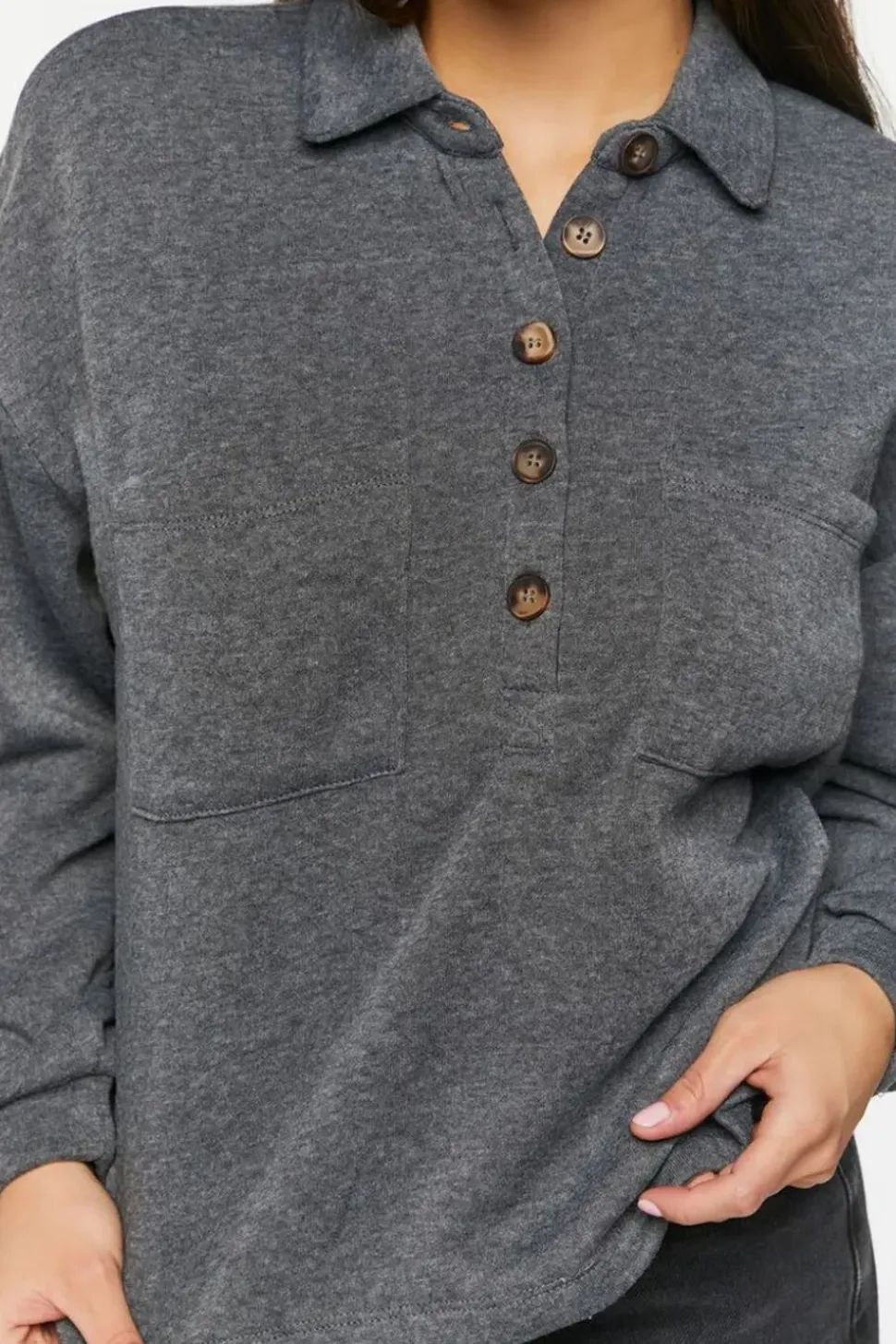 Half-Button Long-Sleeve Shirt