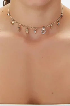 Hamsa Hand Choker Charm Necklace