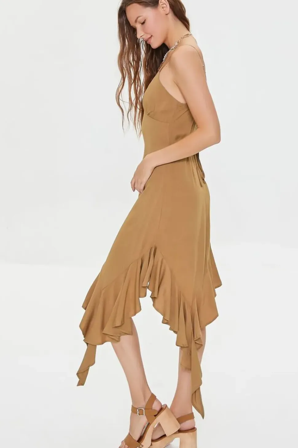 Handkerchief Flounce Midi Dress