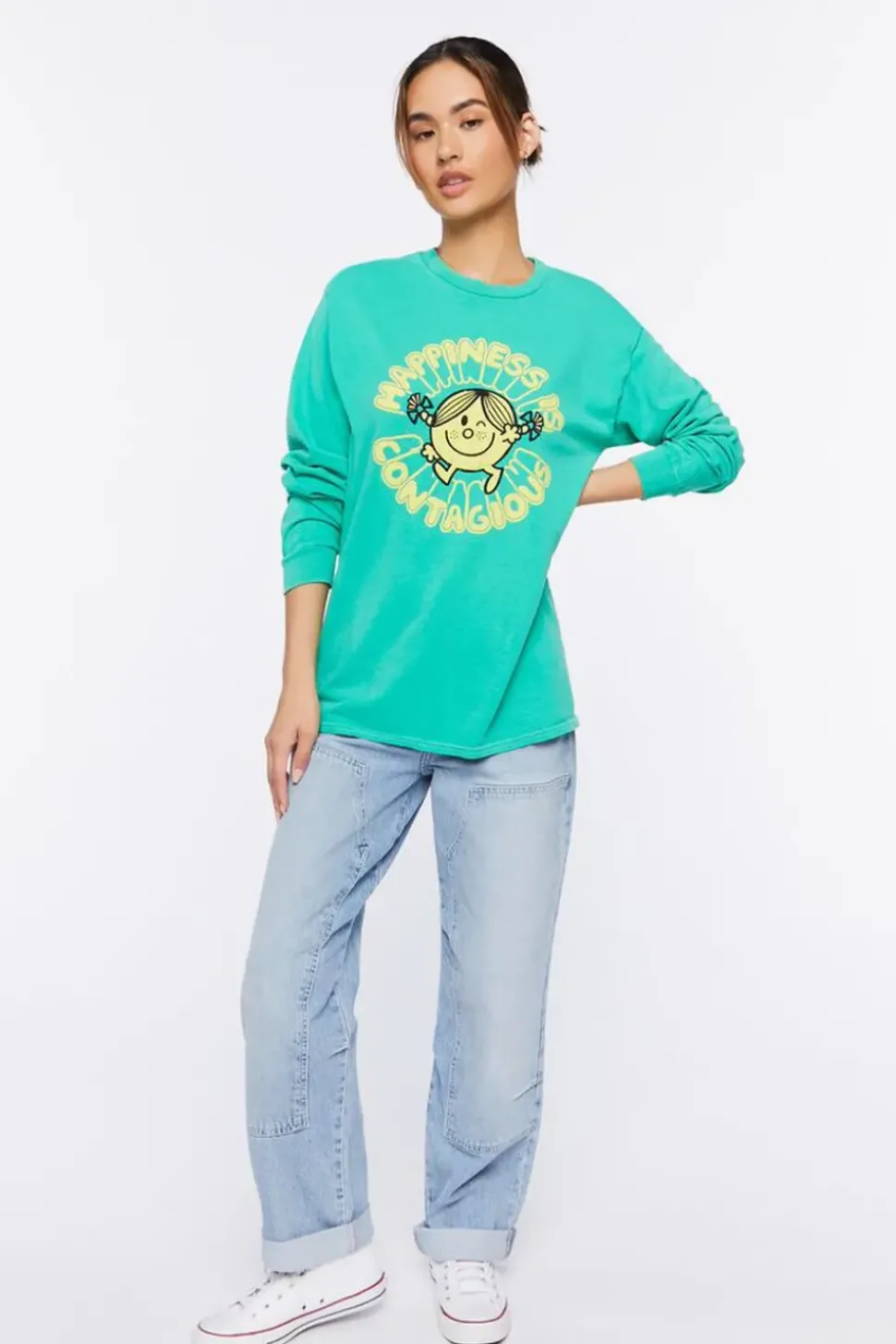 Happiness Graphic Long-Sleeve Tunic
