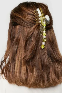 Happy Face Beaded Hair Claw Clip