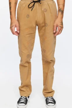 Happy Face Corduroy Drawstring Pants