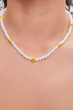 Happy Face Faux Pearl Necklace
