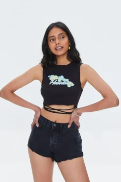 Hawaii Graphic Wraparound Crop Top
