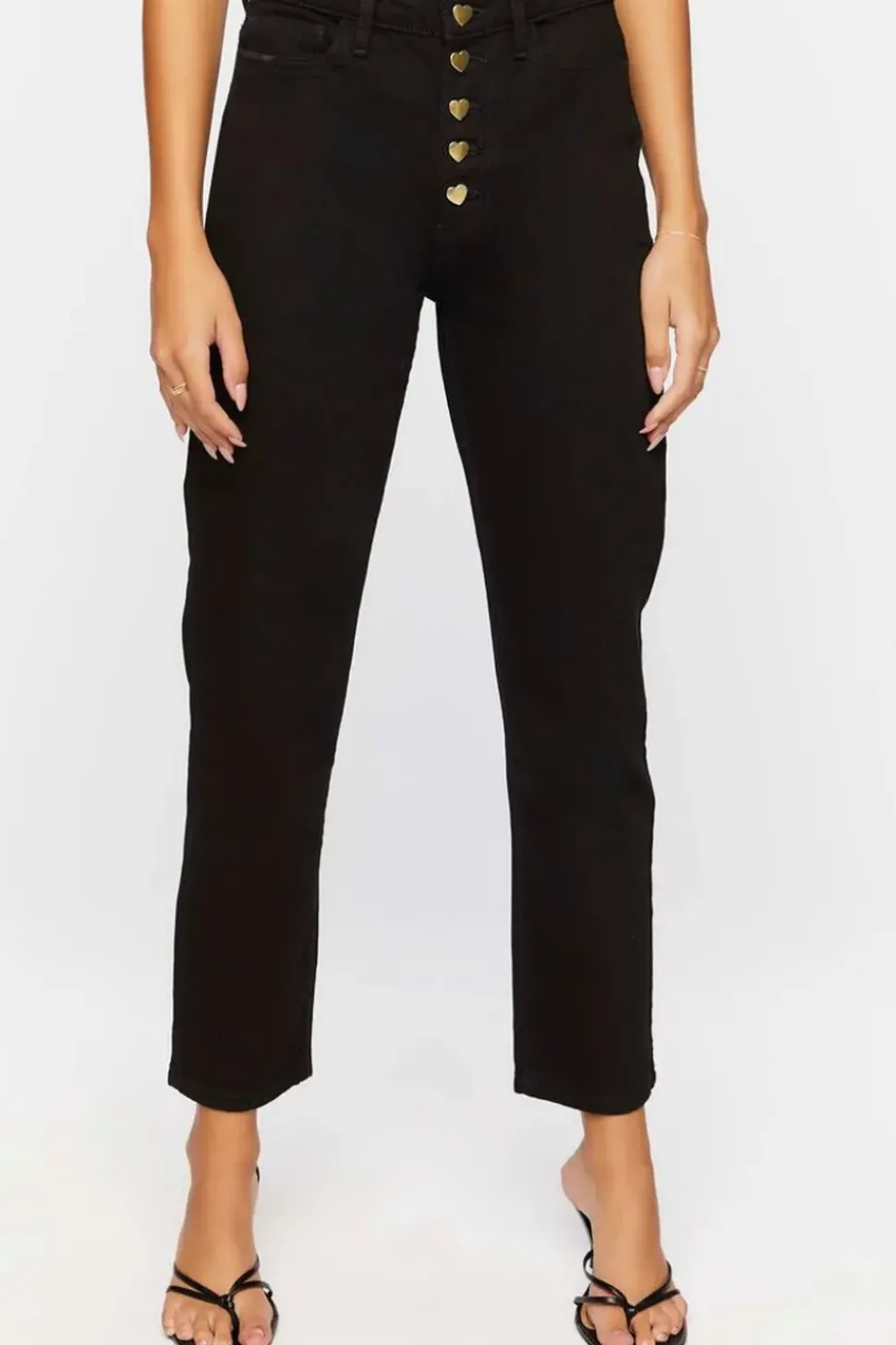 Heart-Button Straight-Leg Jeans