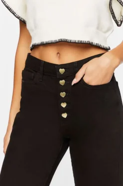 Heart-Button Straight-Leg Jeans