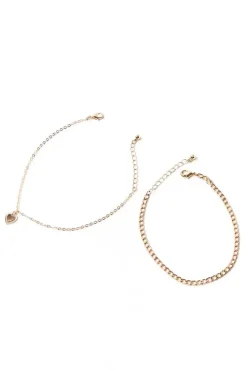 Heart Charm Anklet Set