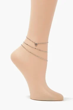 Heart Charm Chain Anklet Set