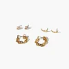 Heart Charm Stud & Hoop Earrings Set