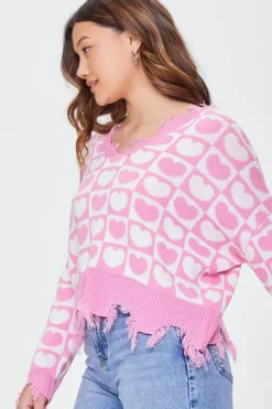 Heart Checkered Sharkbite Sweater