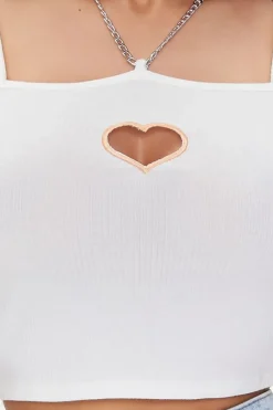 Heart Cutout Chain Cropped Cami