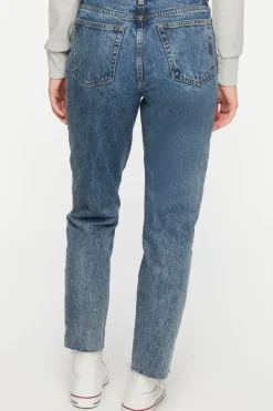 Heart Embroidered Straight-Leg Jeans