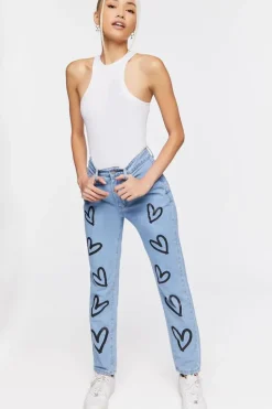 Heart Graphic High-Rise Jeans