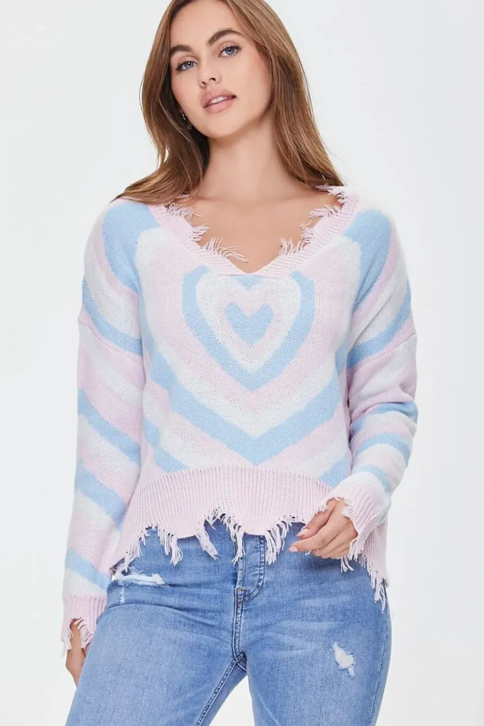 Heart Pattern Sharkbite Sweater