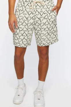 Heart Print Drawstring Shorts