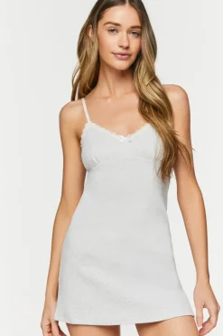 Heathered Lace-Trim Lingerie Slip