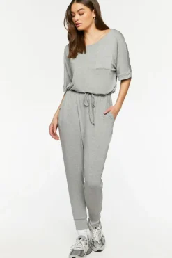Heathered Short-Sleeve Jumpsuit