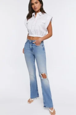 Hemp 10% Distressed Flare Jeans