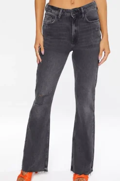 Hemp 10% Distressed Raw-Cut Bootcut Jeans