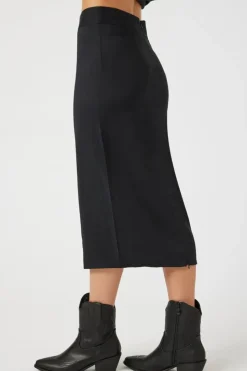 High-Rise A-Line Midi Skirt