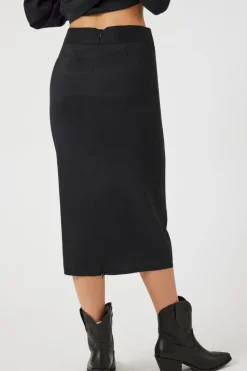 High-Rise A-Line Midi Skirt