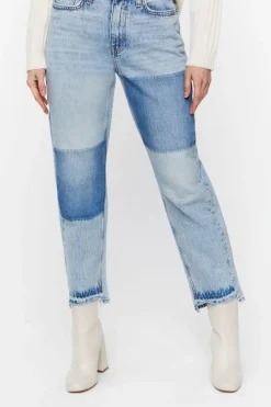 High-Rise Colorblock Straight Jeans