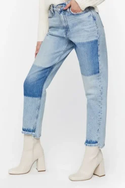 High-Rise Colorblock Straight Jeans