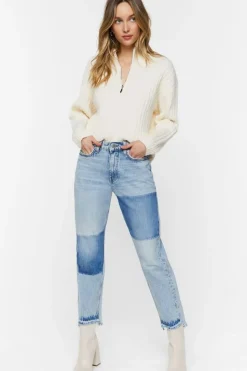 High-Rise Colorblock Straight Jeans