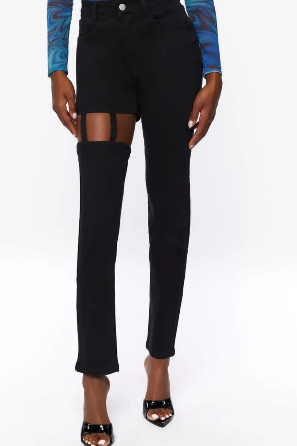 High-Rise Cutout Jeans
