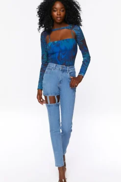 High-Rise Cutout Jeans