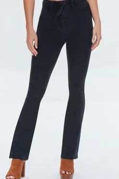 High-Rise Lace-Up Bootcut Jeans