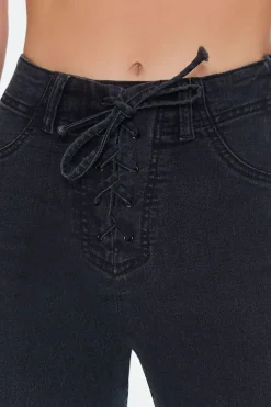 High-Rise Lace-Up Bootcut Jeans