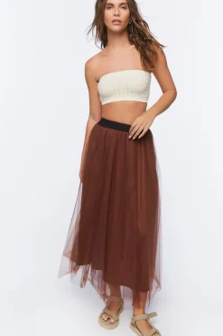 High-Rise Mesh Midi Skirt