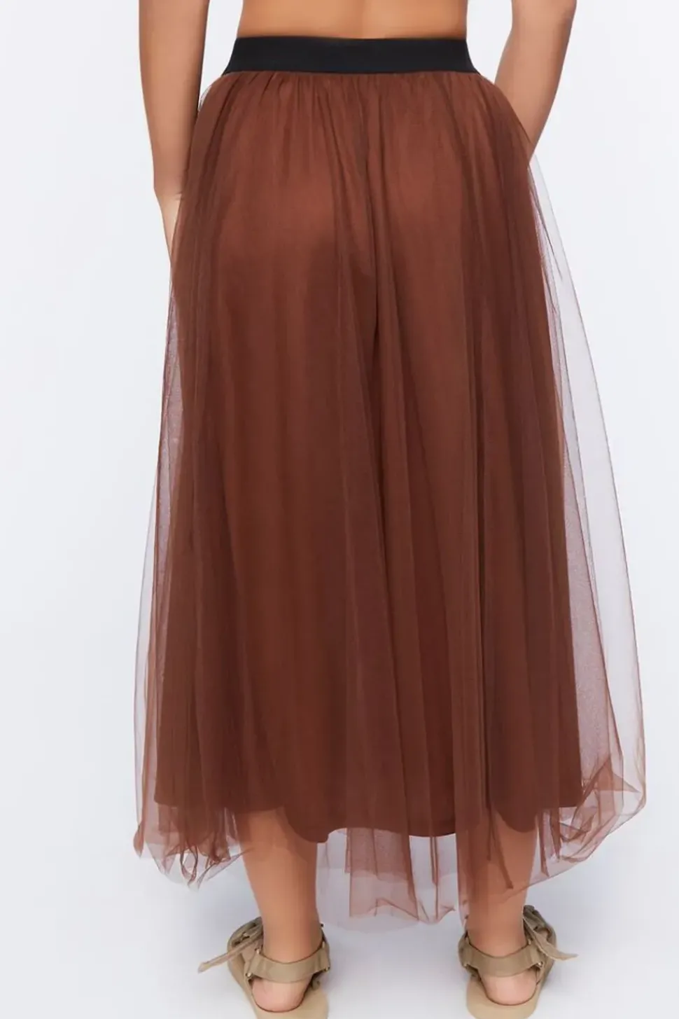 High-Rise Mesh Midi Skirt