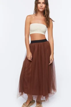 High-Rise Mesh Midi Skirt